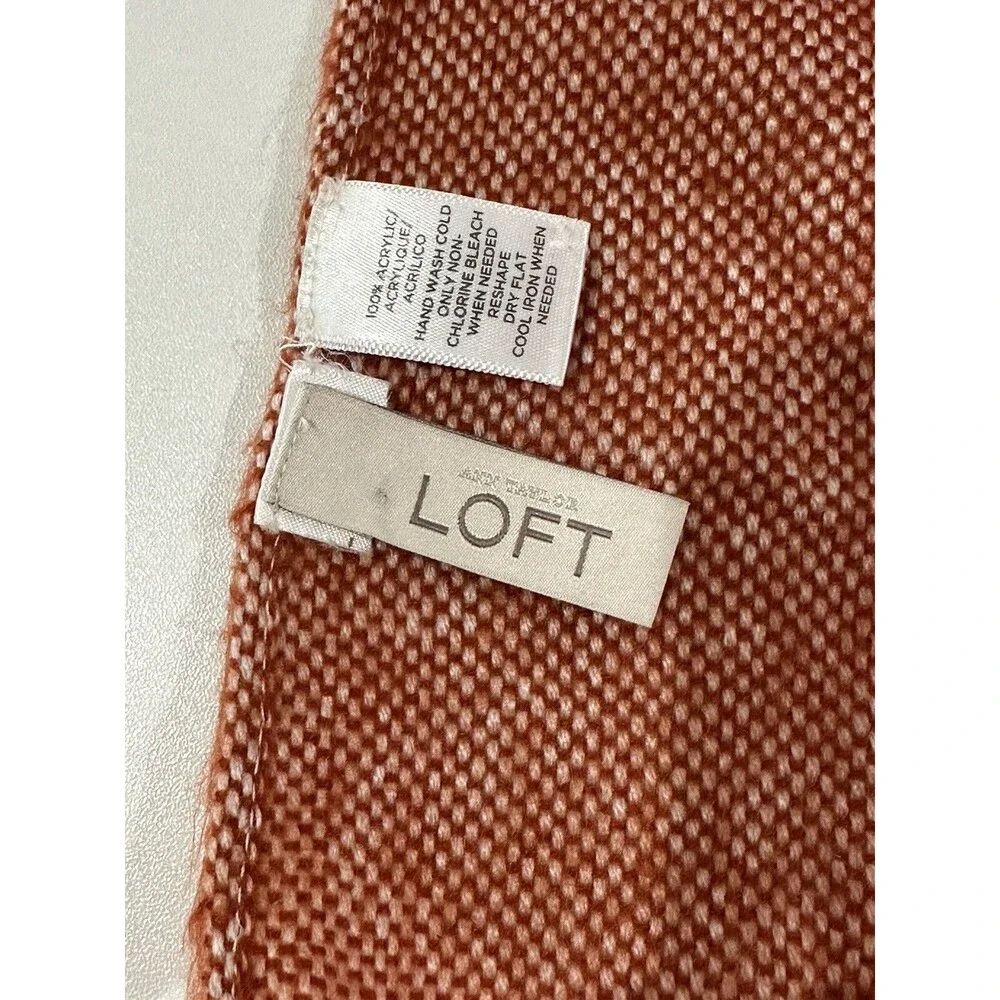Ann Taylor LOFT Chevron Fringe Blanket Scarf Brown Pink Peach - One Size